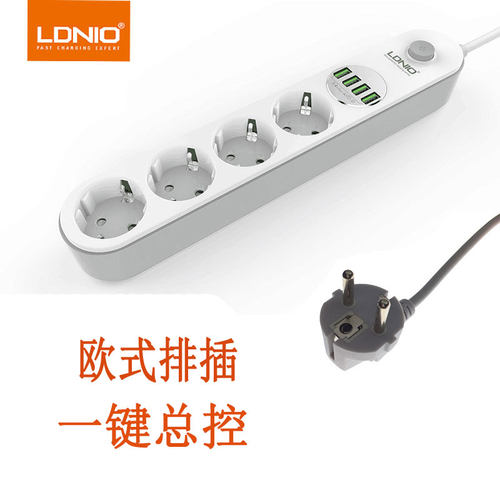 ldnio欧式排插4个欧标usb口插孔