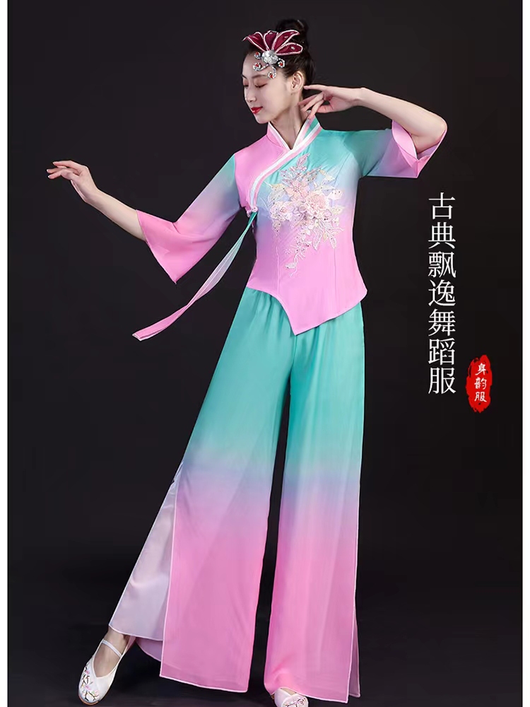 秧歌舞演出服装2024新款中国风东北扇子舞服装胶州秧歌舞蹈服艺考