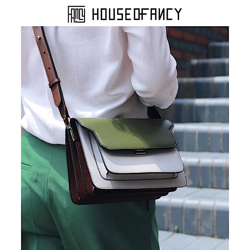 houseofancy大容量风琴包女拼色新款简约356小众潮流斜挎时尚精致