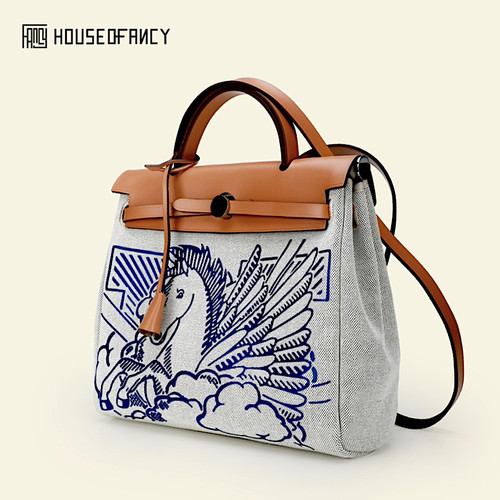 houseofancy蓝色飞马帆布手提包