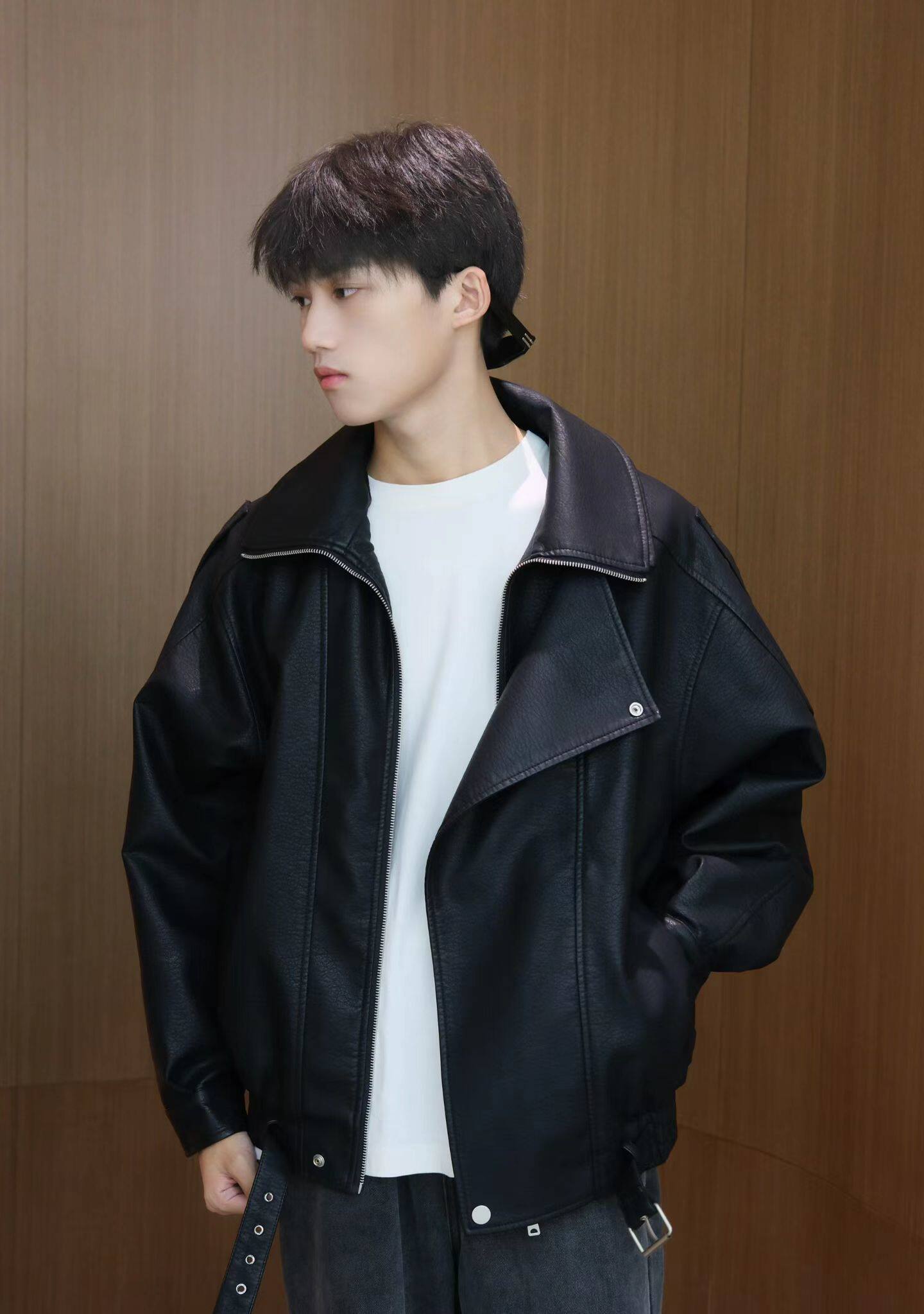 美式复古冬季加绒加厚韩版PU皮衣外套男潮牌宽松休闲百搭保暖夹克