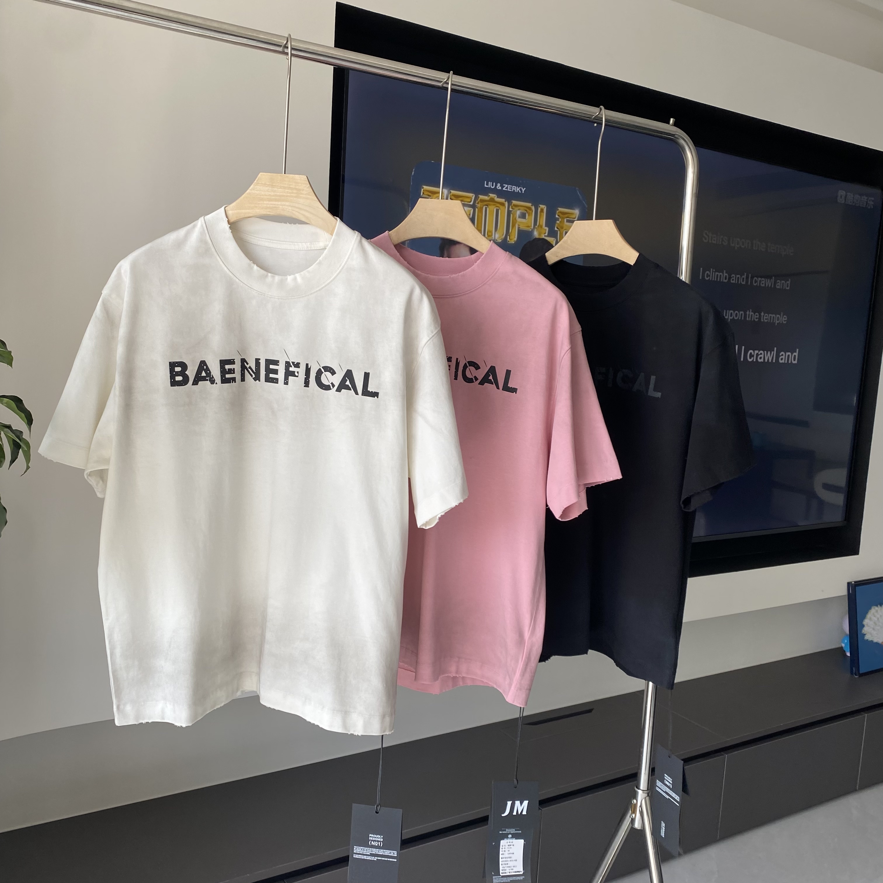 男夏季重磅纯棉美式渐做旧字母宽松短袖复古潮牌时尚舒适百搭T恤