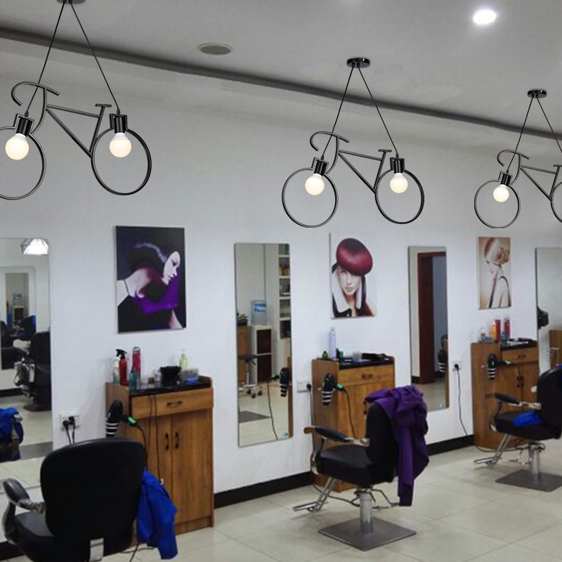 简约工业风美发廊理发店创意个性艺术自行车吧台装饰专用吊灯灯具