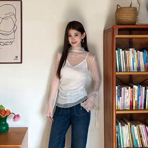 LS 纯欲透视小衫+吊带背心套装广州十三行2026早秋新款女装61798