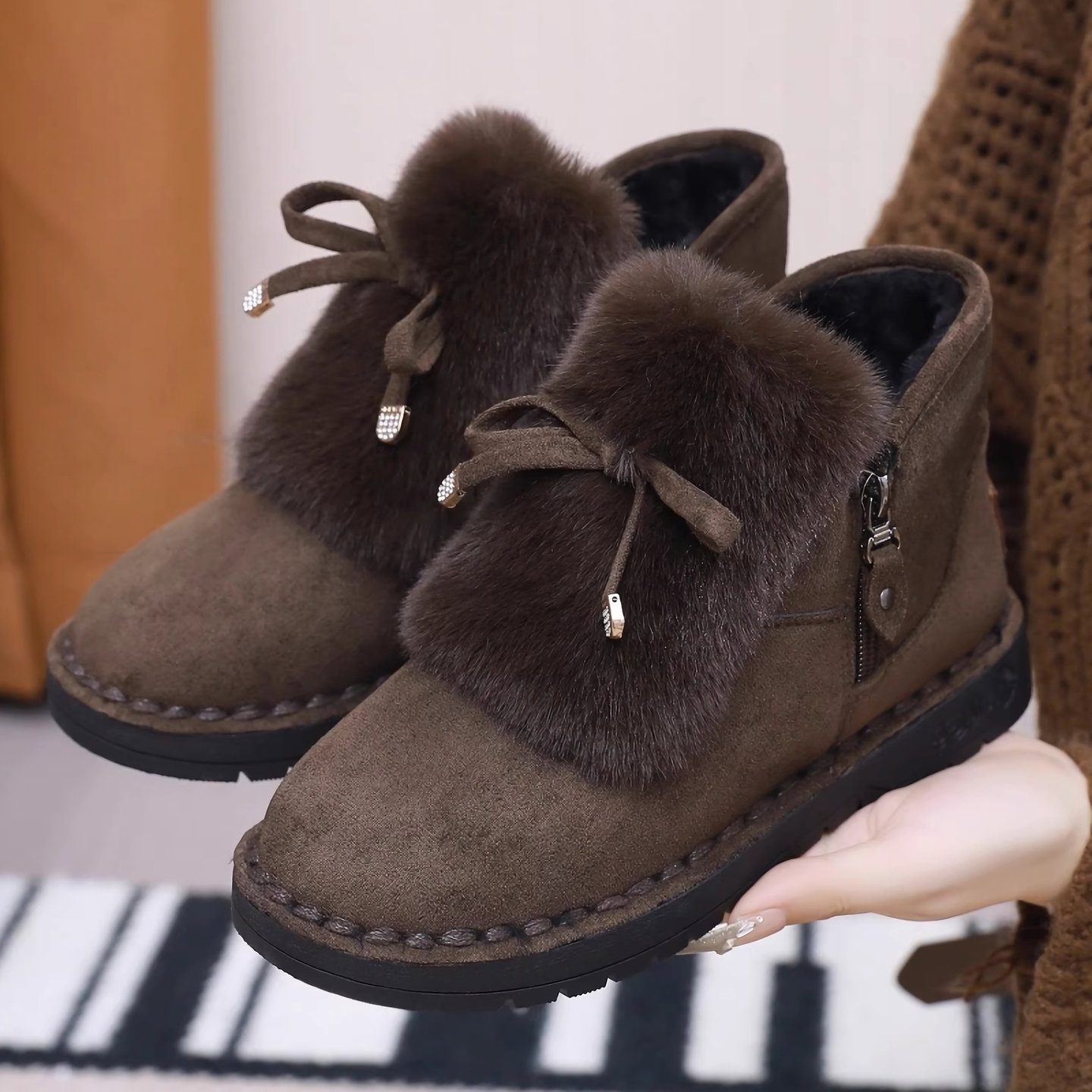 冬天雪地靴女士短筒加厚保暖棉鞋