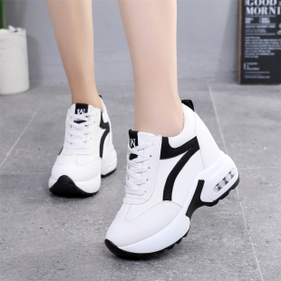 小个子厚底百搭休闲单鞋 时尚 女2025春秋新款 内增高9CM坡跟运动鞋