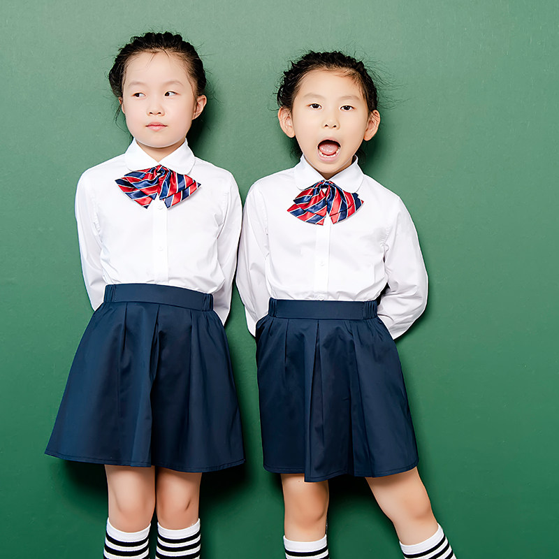 春夏儿童公主裙时尚纯色童装洋气短裙幼儿园班服小学生校服表演服