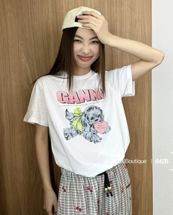 高端定制 26新款 小动物春夏小熊圆领印花短袖 T恤女上衣 明星同款