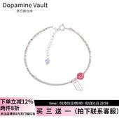 Dopamine Vault」枕星河.925银小众字母方牌女碎银子草莓晶手链女