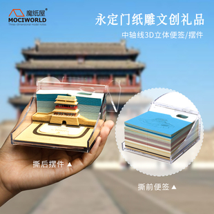 魔纸屋3d立体纸雕便签景点旅行打卡纸雕手撕便签北京永定门文创