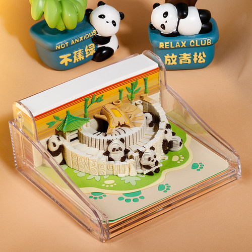 熊猫乐园宽窄巷子纸雕桌面创意
