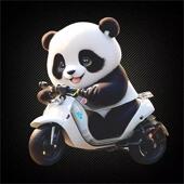 可爱骑车大熊猫车贴电动摩托车汽车贴纸卡通大面积划痕遮挡贴防水