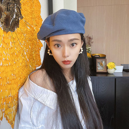 张天爱同款牛仔贝雷帽女画家帽气质小众帽子日系百搭八角帽显脸小