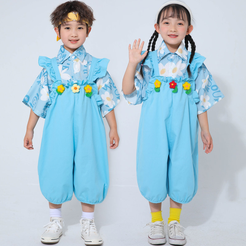 儿童背带裤演出服可爱表演服啦啦队女童六一舞蹈服幼儿园毕业服装