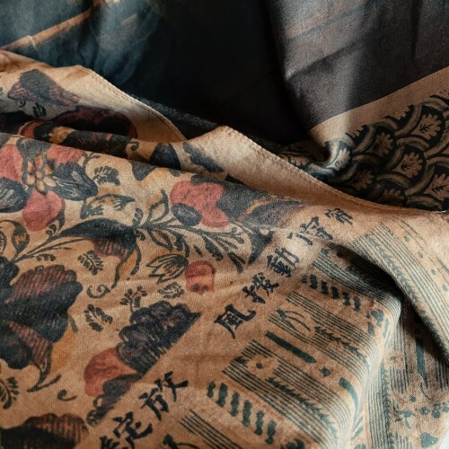 阿耷原创「匠心·三」植物染匹马棉方巾 复古披肩 包头巾