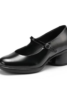 撤柜女鞋2025新款牛皮复古粗跟玛丽珍鞋时尚百搭浅口单鞋222503