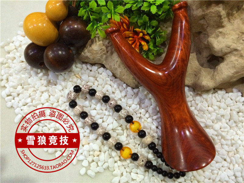 户外竞技实木弹弓扁皮龙鳞弓飞虎弓手工制作血檀眼镜蛇反曲飞虎叉