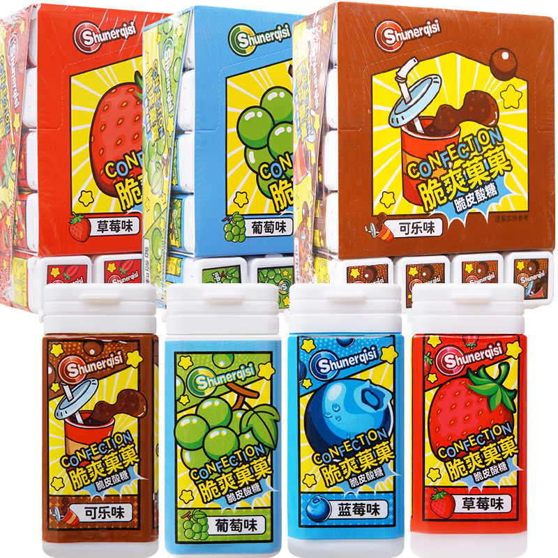 脆爽菓菓 脆皮酸糖 10/40瓶 蓝莓草莓葡萄可乐味瓶装果味糖果零食