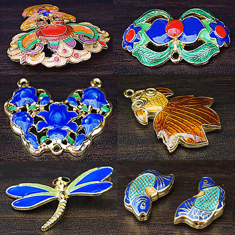 滴油工艺小吊坠烧蓝diy铜配件手工制作耳饰手链项链饰品材料隔珠