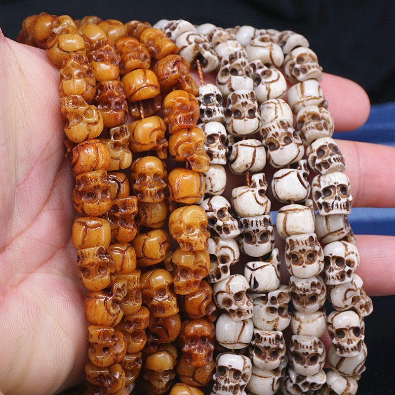 牛骨雕刻骷髅头108颗素珠老灵骨尸陀林主素珠老料藏式文玩