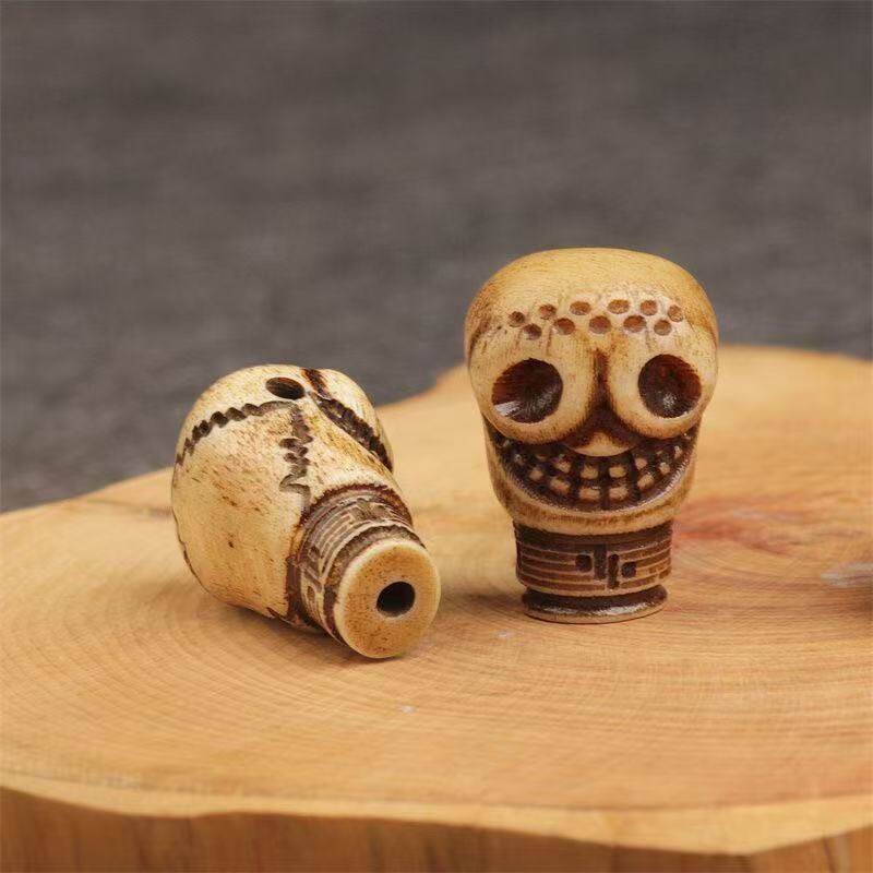 牦牛骨做旧骷髅阿呆一体水滴三通小金刚星月菩提佛配配饰佛头DIY