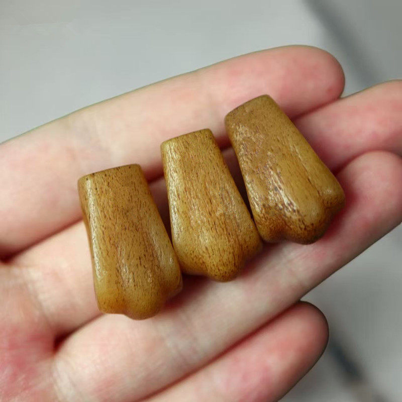 藏式牦牛骨雕刻骨节形三通佛头佛珠文玩手串配饰配件