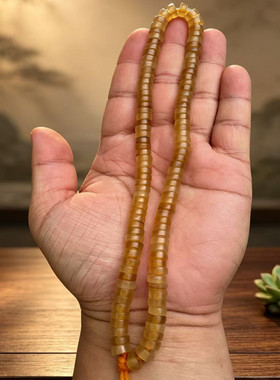 藏式羊角冰花佛珠手链108颗