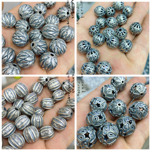 精工三七银隔珠隔片如意小花diy佩饰手链弯管挂坠项链吊坠饰品YH