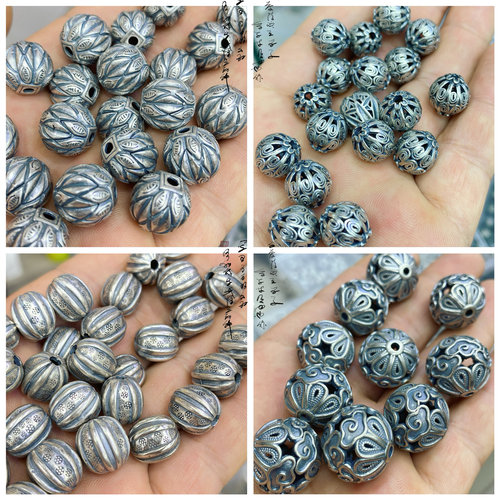 精工三七银隔珠隔片如意小花diy佩饰手链弯管挂坠项链吊坠饰品YH