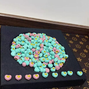 菱镁矿松石描金爱心 diy材料编绳手串珠项链佛珠挂件手链文玩配饰