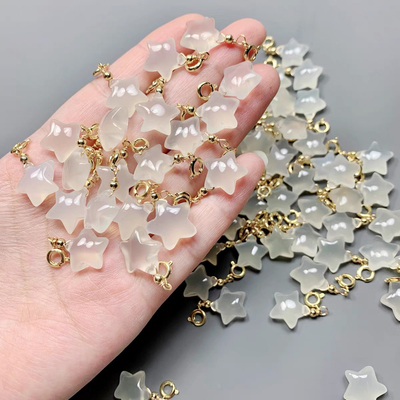 天然白玛瑙小星星小滴流配件配饰散珠子 diy女款手链项链星星配饰