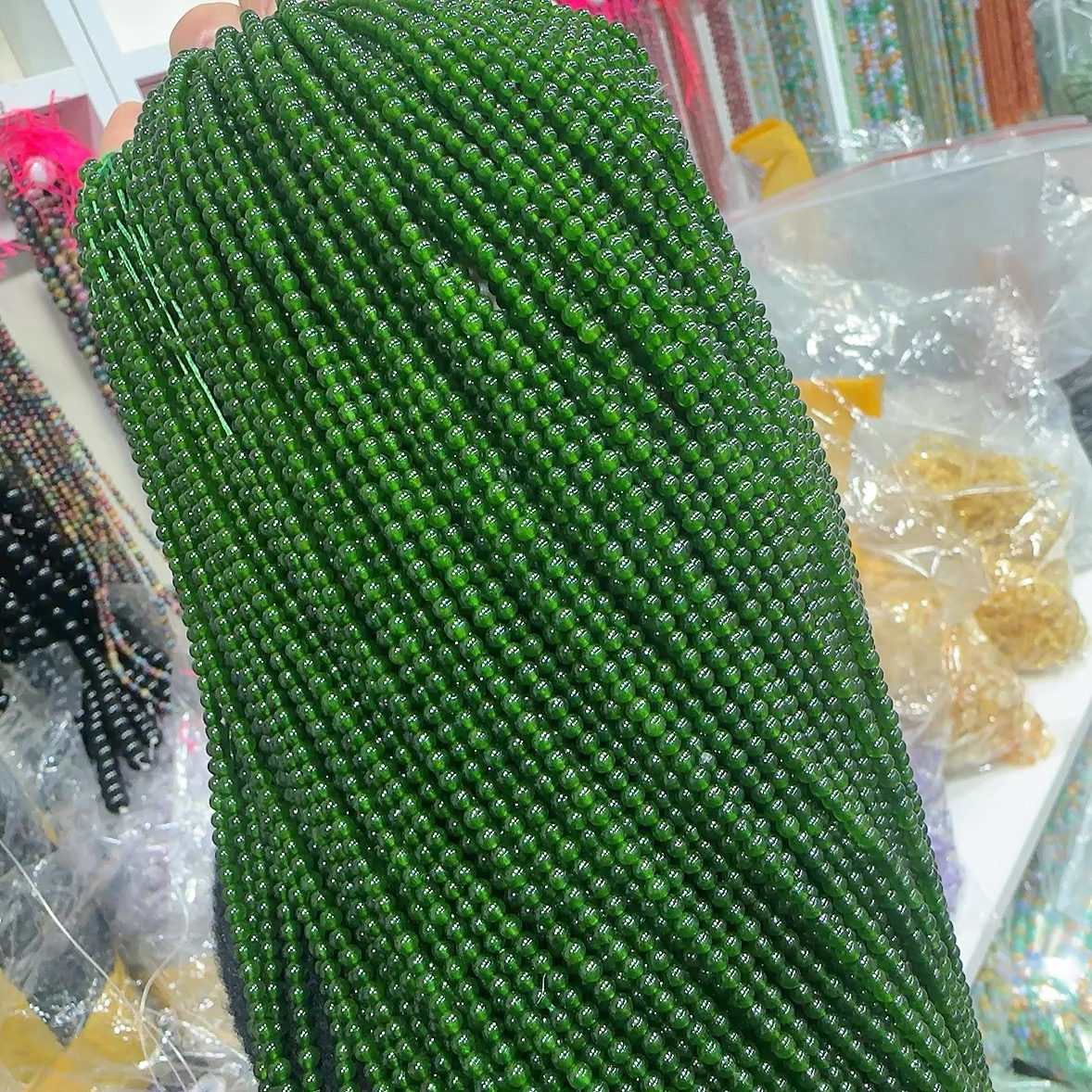 台湾菠菜绿碧玉髓串珠diy手工饰品串珠散珠手链项链耳饰配件材料