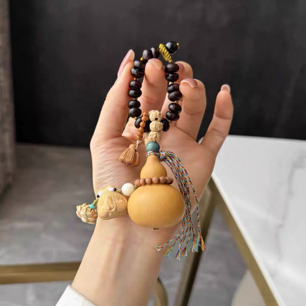 紫钵盂包挂搭配百香籽金丝竹呱呱桃木莲花莲蓬葫芦檀木橄榄核