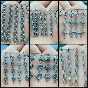 精工三七银延长链连接流苏环扣diy佩饰手链弯管挂坠项链吊坠饰品Y