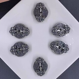 精工三七老银山鬼花钱吊坠配件手工diy文玩时尚配饰佛珠串珠手链