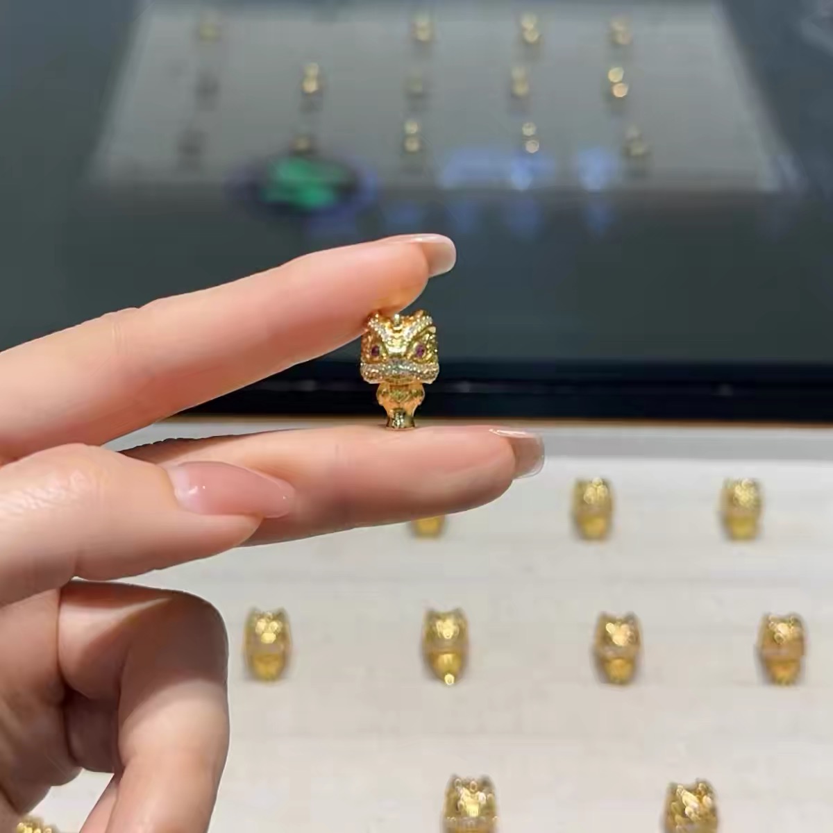 纯铜醒狮镶钻三通配件手工diy文玩时尚配饰复制手串S1096