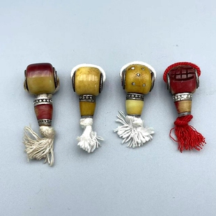 驼骨阿呆三通藏式文玩佛珠手工配件半血光面佛塔咒点钉珠三通隔珠