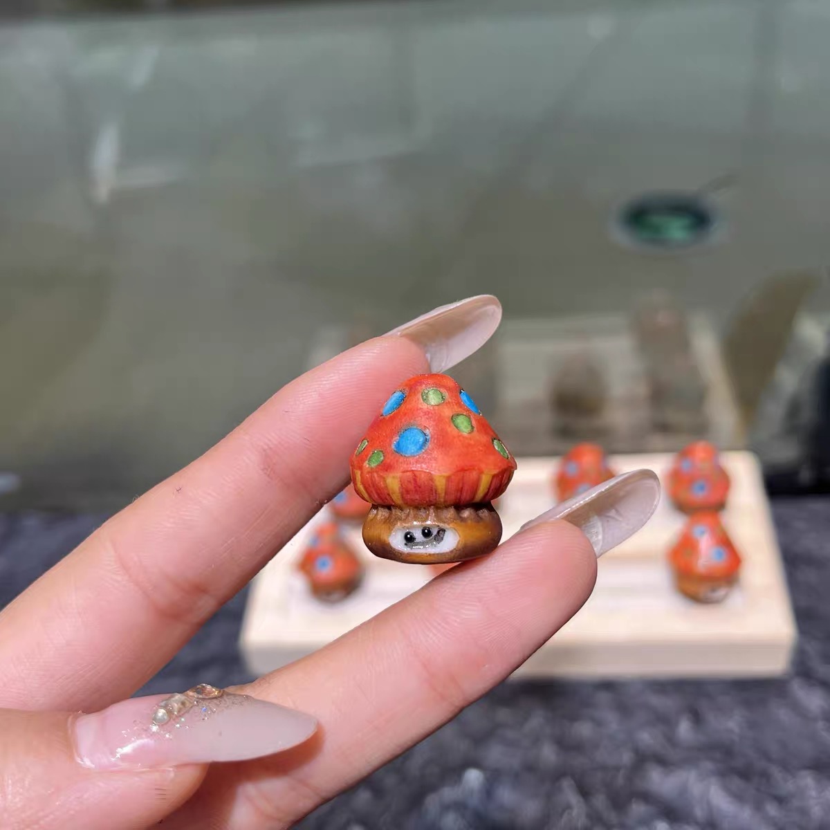 檀象牙果根付蘑菇diy手工材料配件编绳手链项链挂件手串文玩配饰