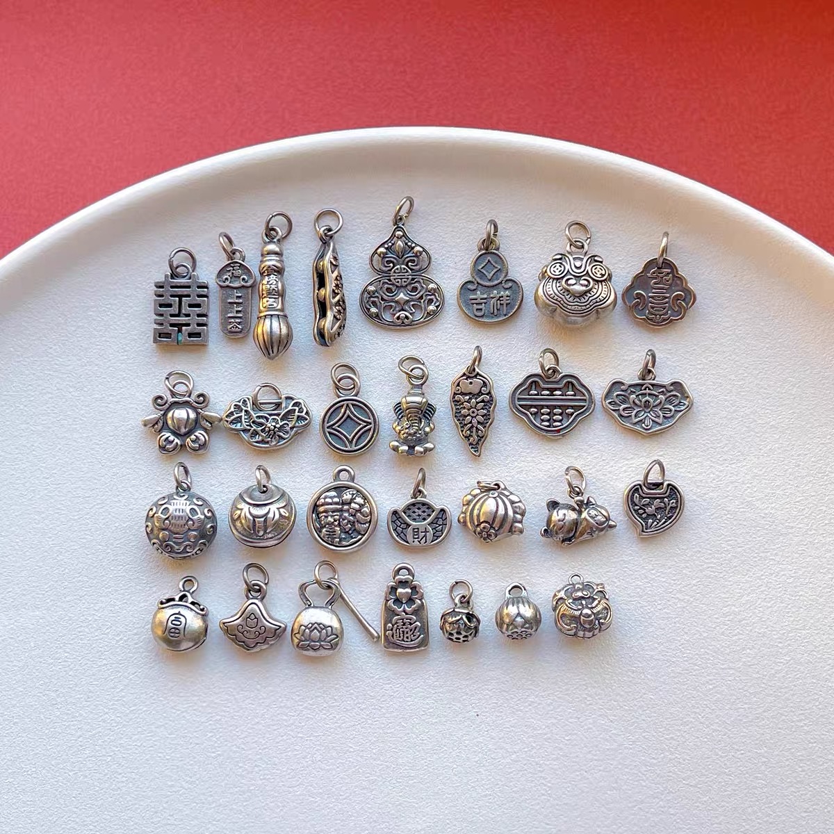 老银子配饰吉祥喜字毛笔葫芦如意算盘钱币吊坠提溜挂坠三七银diy