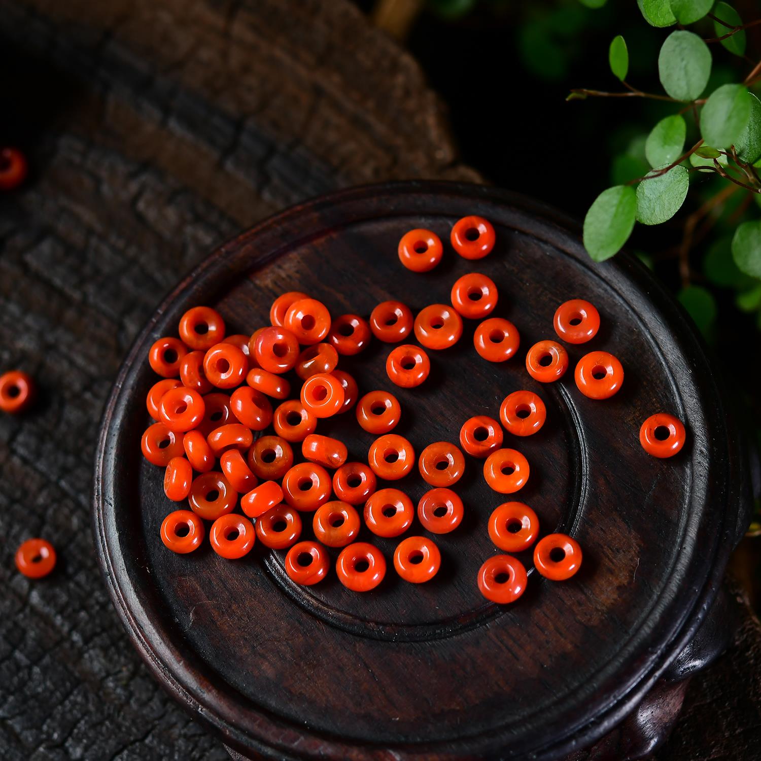 凉山南红玛瑙满肉柿子红小面包圈平安扣 圈圈垫片隔片手串 ZW241