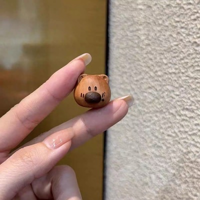 桃木咖啡豆小熊头/小狗通孔配件 diy文玩佛珠手串项链