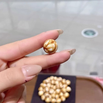 卡布基诺奶咖飘花大漆珠子配件配饰散珠子 diy手链项链大漆珠子