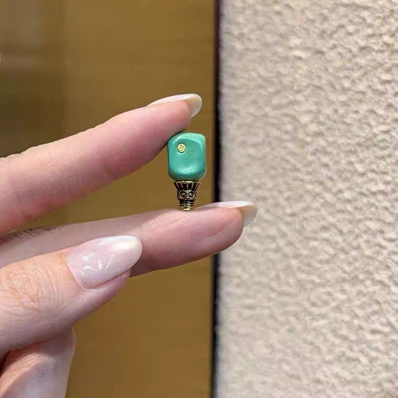 菱镁矿镶标三通配件手工diy文玩时尚配饰搭配纯铜塔头饰品百搭