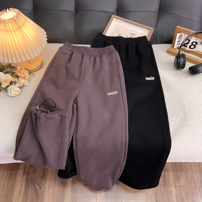 海洋家特价童装 女童潮款休闲裤 中大童洋气运动裤女孩冬款卫裤