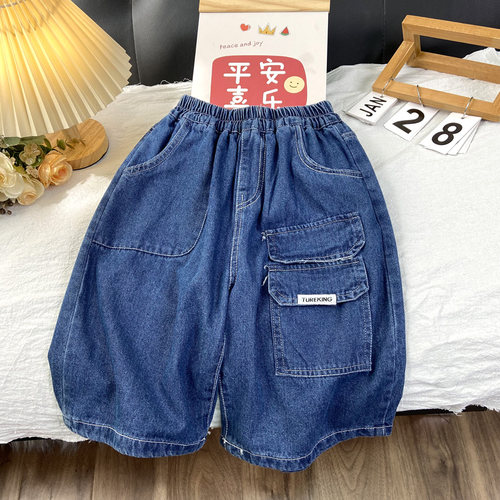 断码 特价 清仓男女童夏季新款短裤 儿童牛仔工装五分裤潮款