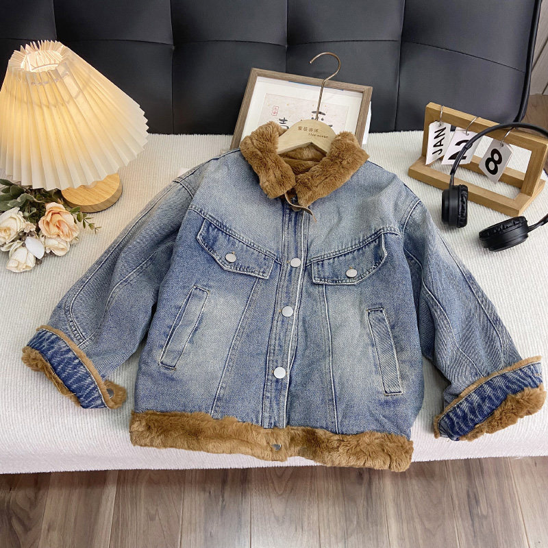 海洋家特价童装 男女童冬季新款牛仔外套 儿童加绒加厚牛仔上衣,童装/婴儿装/亲子装,儿童牛仔外套,淘宝优惠券,粉丝福利购,淘宝优惠卷