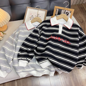 领条纹卫衣中大童刺绣撞色上衣女童 Polo 海洋家童装 儿童