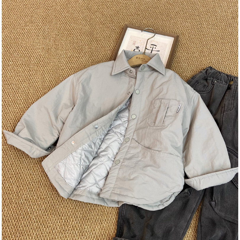 海洋家特价童装 男女童秋冬季新款衬衫 儿童夹棉衬衣 翻领外套