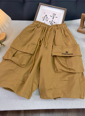 海洋家特价童装 男女童工装裤 中大童夏季薄款六分裤 儿童短裤