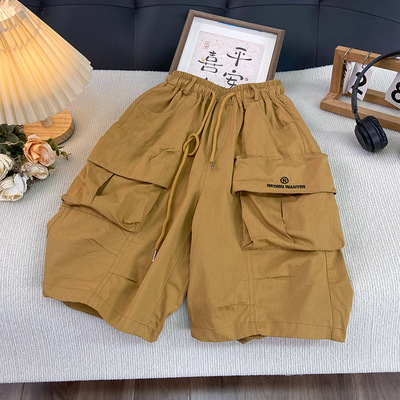 海洋家特价童装 男女童工装裤 中大童夏季薄款六分裤 儿童短裤